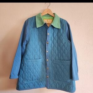 Big Bud Press Cotton Blue & Green Quilted Chore Jacket XS